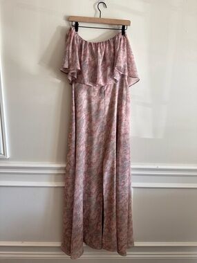 WAYF Off-Shoulder Blush Pink Floral Maxi Dress